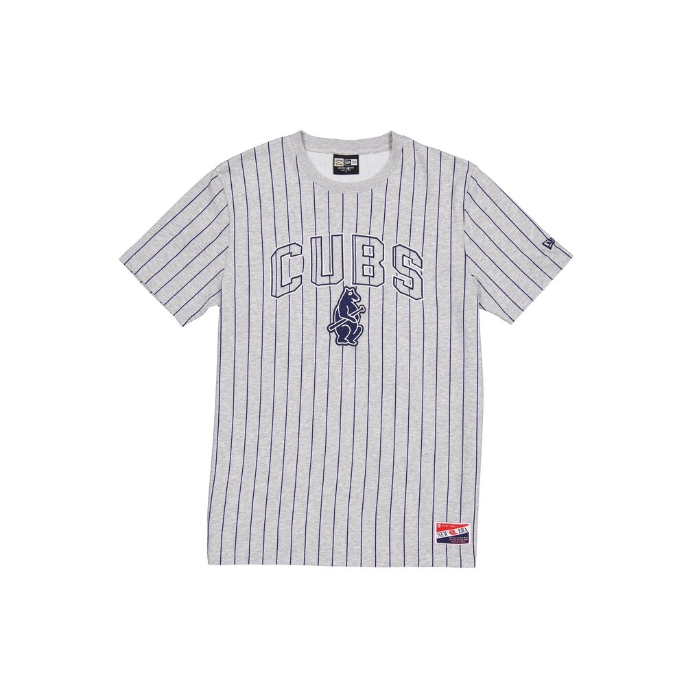 New Era Chicago Cubs Throwback Gray Pinstripe T-Shirt - Size S
